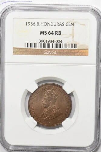 イギリス領ホンジュラス 1936年セント NGC MS64 赤茶色 NG1703 共同配送