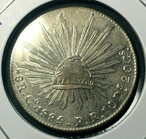 1885年 75年以上 ?? メキシコ Go PF 大型 8 レアル 銀貨 KM 377.8 ? AU ?? トーン 8R