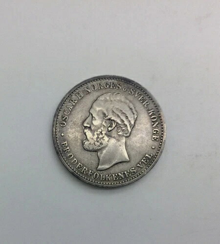 1902年ノルウェー2クローネ銀貨中級KM#359クリーニング済みでオリジナルの美しい外観