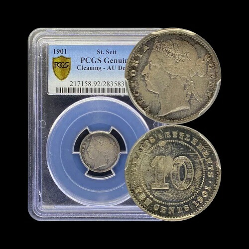 海峡植民地。1901年、10セント、銀貨 - PCGS AU - ビクトリア州