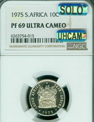 1975年 南アフリカ 10セント NGC PF69 MAC UHCAM SOLO 最高級グレード＆スポットレス*