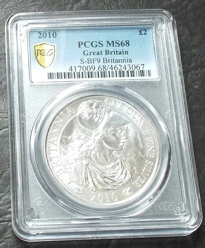 2010年 シルバーブリタニア - PCGS MS68 - 1オンス 未流通銀貨