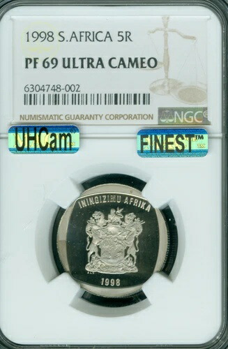 1998年 南アフリカ 5ランド NGC PF69 MAC UHCam FINEST SPOTLESS 3,051枚 発行 *
