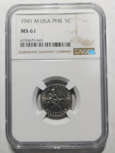フィリピン 5センタボ、1941年 M、NGC MS 61