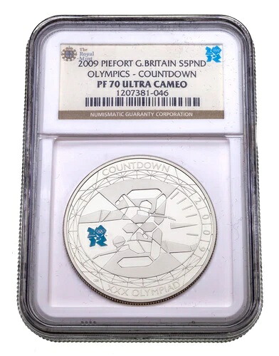 2009年 イギリス S5ポンド ピエフォート オリンピックカウントダウン NGC PF70 ウルトラカメオ CoA