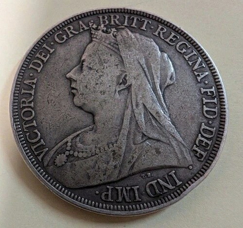ヴィクトリア女王クラウンシルバーコイン 1896年 ヴェールオールドヘッド 大型外国コイン