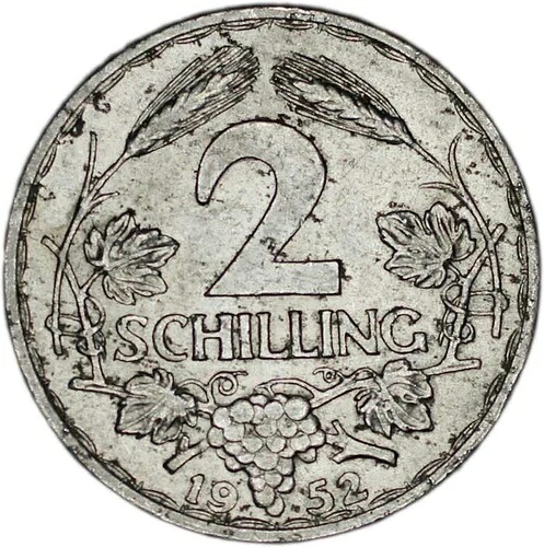 オーストリア コイン 2シリング 1952年 非常に希少な年号!!! XF 非常に美品|WORLD RESOURCE【QUEEN店】