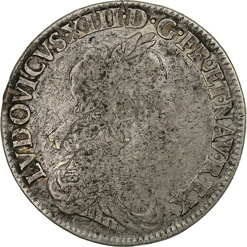 [#1505002] フランス、ルイ13世、1/4エキュ、1643年、パリ、銀、VF、ガドゥリー:140｜WORLD RESOURCE【QUEEN店】