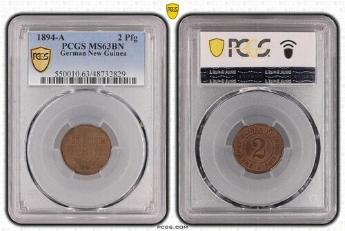 コイン フェニヒ ドイツ ニューギニア 2 フェニヒ 1894 PCGS MS63BN グレート nswleipzig|WORLD RESOURCE【QUEEN店】