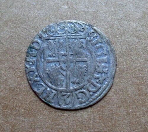 ポーランド硬貨 ジギスムント3世 (1587-1632) 1/24ターラー銀貨 0.6グラム、約20mm (c)