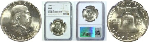 1950年 50セント フランクリン ハーフダラー NGC プルーフ 67