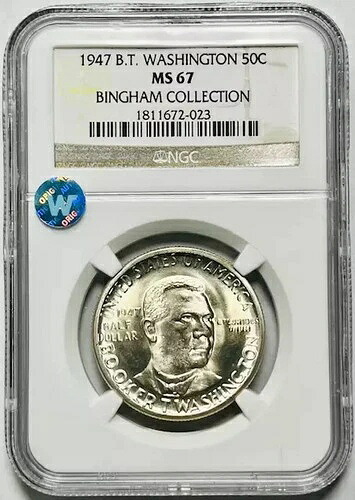 1947年 クラシック記念 ブッカー・T・ワシントン NGC MS-67 光沢！サイトホワイト