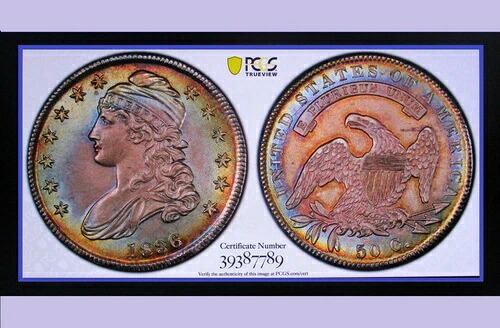 1836年製 キャップドバスト シルバー ハーフ ルックス UNC デュアルトーン マスターピース AU クリーニング済み PQ+
