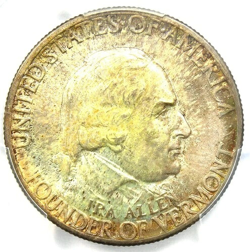 1927年バーモントハーフダラー50セント - PCGS MS67認定 - MS67の希少品 - 価値3,750ドル