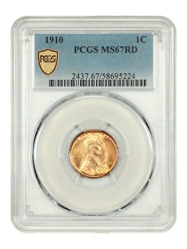 1910 1C PCGS MS67RD - リンカーン・セント(小麦裏面) - RDでタフ