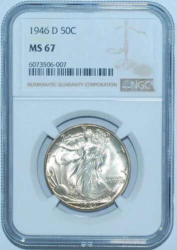 1946年 D NGC MS67 ウォーキング・リバティ・ハーフダラー