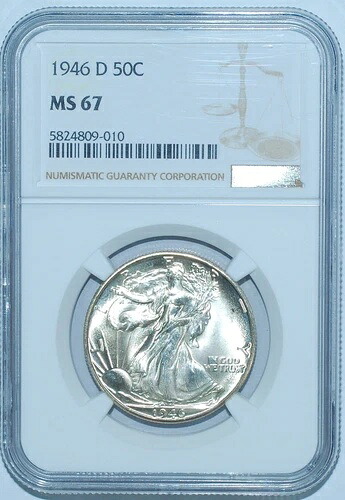 1946年 D NGC MS67 ウォーキング・リバティ・ハーフダラー