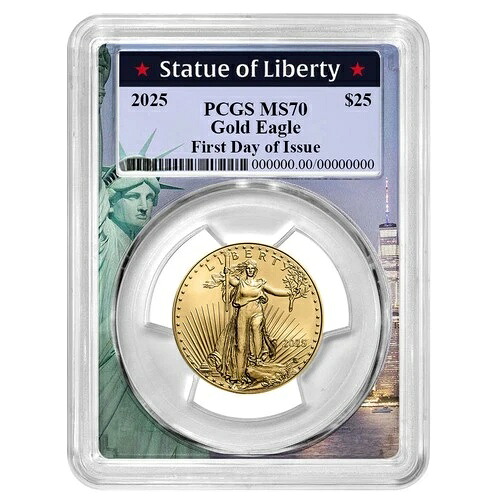 2025年 25ドル 1/2オンス アメリカンゴールドイーグル PCGS MS70 FDOI 自由の女神像フレーム
