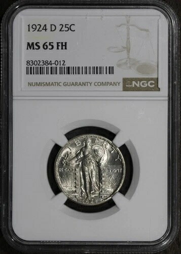1924年-D (MS65FH)自由の女神立像クォーター 25セントNGC-ブラストホワイトフルヘッド- 403,920円