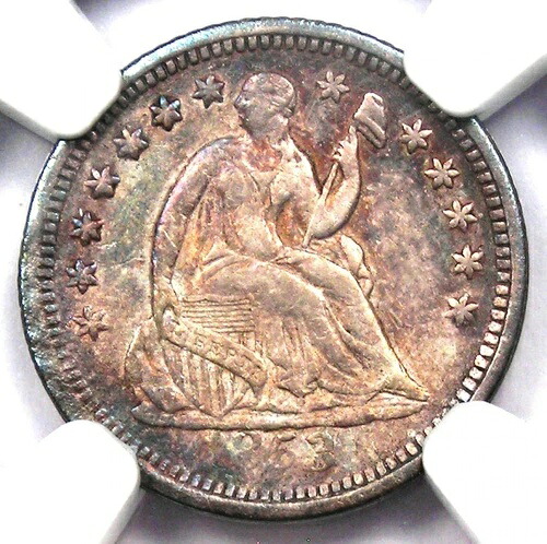 1853-O 矢なし着席自由の女神ハーフダイム H10C - NGC AU 詳細 - 希少な種類!