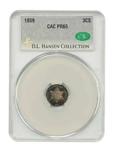 1859 3CS CACG PR65 元: D.L. ハンセン - 3セント銀貨