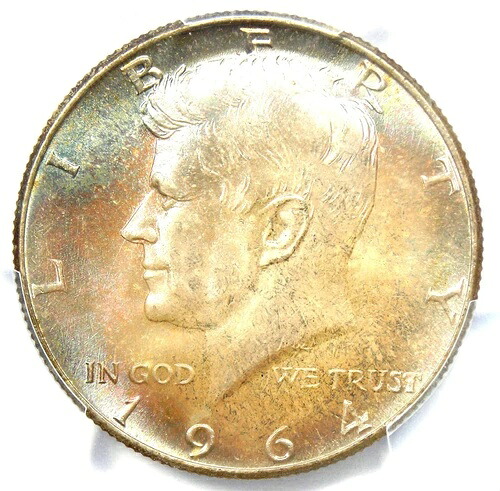 1964年ケネディ・ハーフダラー50セント硬貨 - PCGS MS67+ レアプラスグレード - 価値4,650ドル