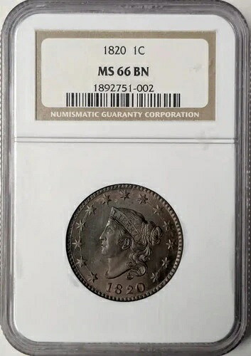 1820年 ラージセント NGC MS-66 BN