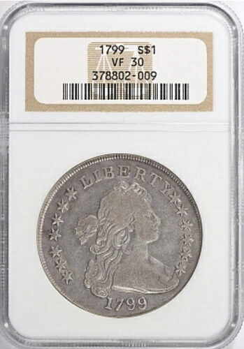 1799年 1ドル ドレープ胸像 銀貨 NGC VF 30
