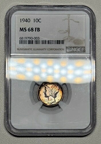 1940年製 マーキュリーダイム NGC MS68 FB 非常に美しい虹色