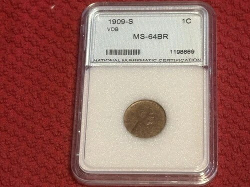 1909 S VDB リンカーン・ウィート・セント 国立貨幣鑑定 MS-64 BR