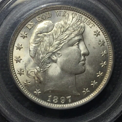PCGS MS-65 1897-P バーバー ハーフ ドル ジェム グレード ナイス コイン!