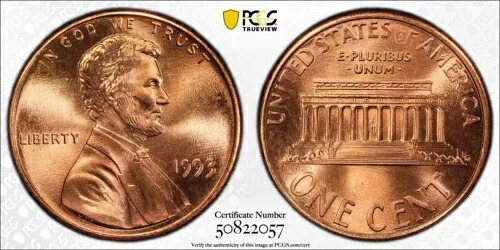 1993年 PCGS MS69RD レッドリンカーンセントが最高級品として登録