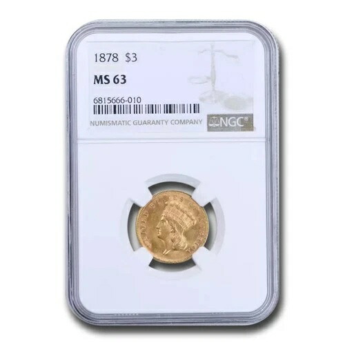 1878年 3ドルゴールドプリンセス MS-63 NGC