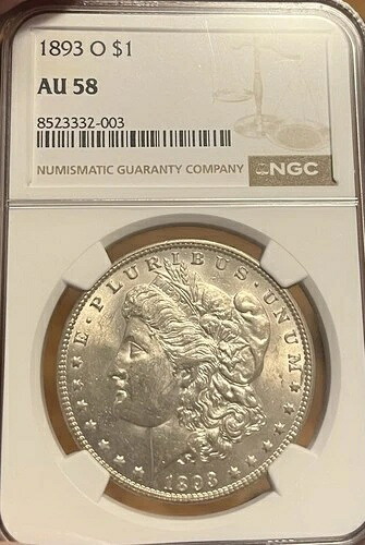 1893-O NGC AU58 モルガン銀貨