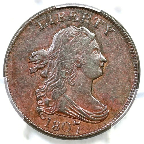 1807 C-1 PCGS AU 53 ドレープバスト ハーフセントコイン 1/2c
