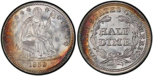 1859年 H10C リバティ・シーテッド・ハーフダイム PCGS MS67+ - 送料無料！ G0654 657,800円