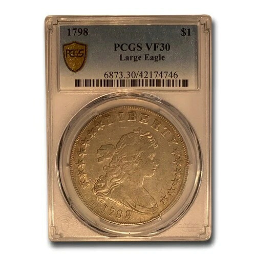 1798年 ドレープ胸像ドル 紋章付き鷲 VF-30 PCGS（大型鷲） 660,440円
