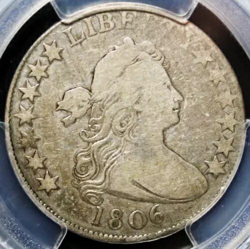 1806年 ドレープバスト ハーフドル PCGS F12 O-110 ひび割れなし 極めて希少 わずか3枚のみ