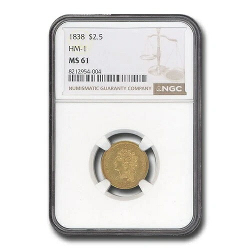 1838年 2.50ドル ゴールド クラシック ヘッドクォーター イーグル MS-61 NGC (HM-1)