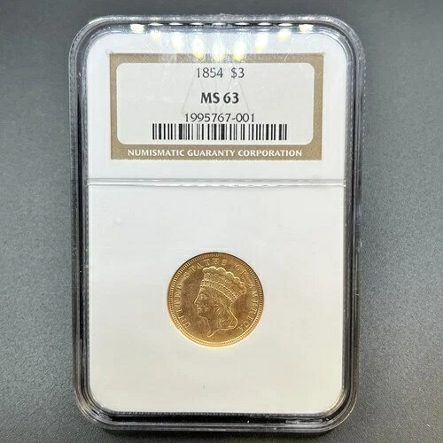 1854年 $3 タイプ2 ゴールド プリンセス NGC MS63 11EBDC25｜WORLD RESOURCE【QUEEN店】
