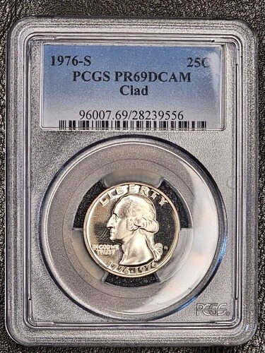 1976-S プルーフクラッド ワシントン クォーター .25C PCGS PR69DCAM