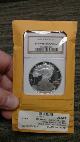 1995年 W $1 NGC PF69 ウルトラカメオ プルーフ アメリカンシルバーイーグル 10周年記念