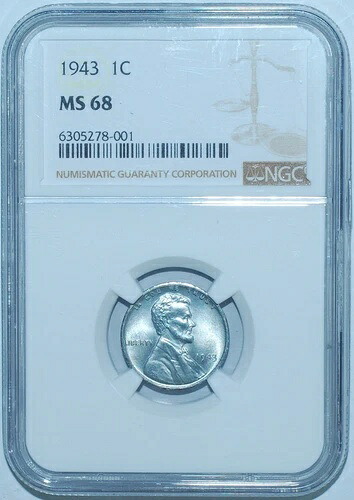 1943年 P NGC MS68 リンカーン・ウィート・スチール・セント｜WORLD RESOURCE【QUEEN店】