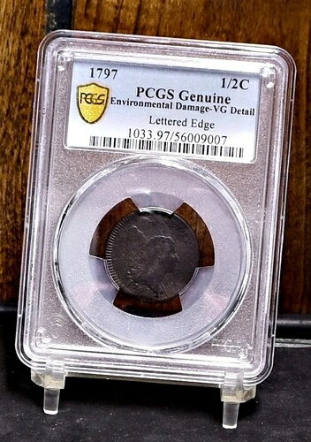 1797年 レタードエッジ ハーフセント - PCGS VG 詳細 環境ダメージあり (#59993-L)