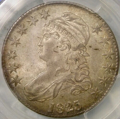 1825年製 キャップバスト レターエッジ シルバー ハーフドル 希少 ゴージャス ニアジェム *PCGS MS 64*｜WORLD RESOURCE【QUEEN店】