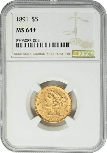 1891年 5ドル金貨 リバティ MS64+ NGC 950596-33｜WORLD RESOURCE【QUEEN店】