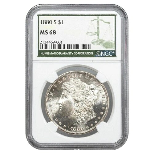1880-S 1ドル モルガン銀貨 NGC MS68 グリーンラベル