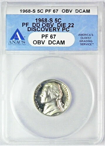 1968 S ジェファーソン ニッケル ANACS PF67 ダブルダイ OBV - DCAM - 1/1 TOP POP!｜WORLD RESOURCE【QUEEN店】