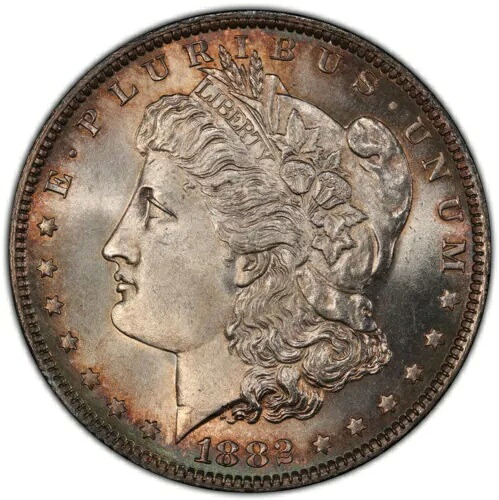 1882-O モルガン銀貨 PCGS MS66 - 美しい周辺部の色調の宝石