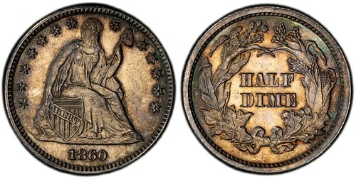 1860年 H10c J-267 PCGS MS 63 ~ シルバーパターン トランジショナルダイム｜WORLD RESOURCE【QUEEN店】